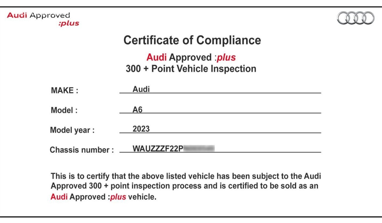 Audi A6 40 TFSI 2.0L I4 FWD , 2023 GCC , (ONLY FOR EXPORT)