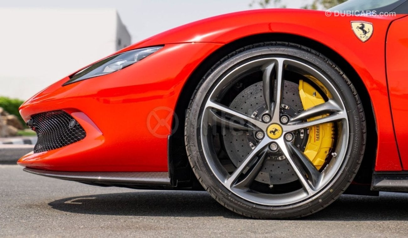 فيراري 296 GTB RED EXTERIOR, BROWN INTERIOR, CARBON ACCENTS, AND 360 CAMERA