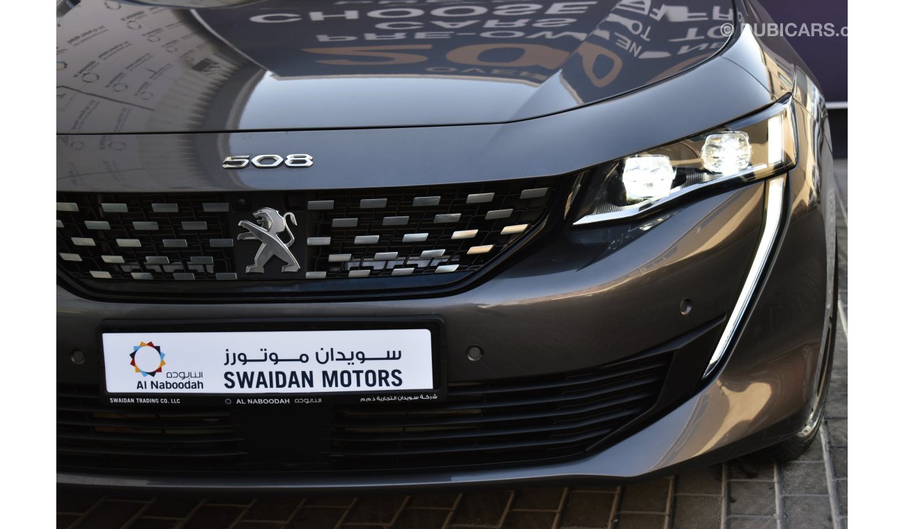 بيجو 508 AED 1919 PM | 1.6L GT GCC AUTHORIZED DEALER WITH MANUFACTURER WARRANTY UP TO 2028 OR 100K KM