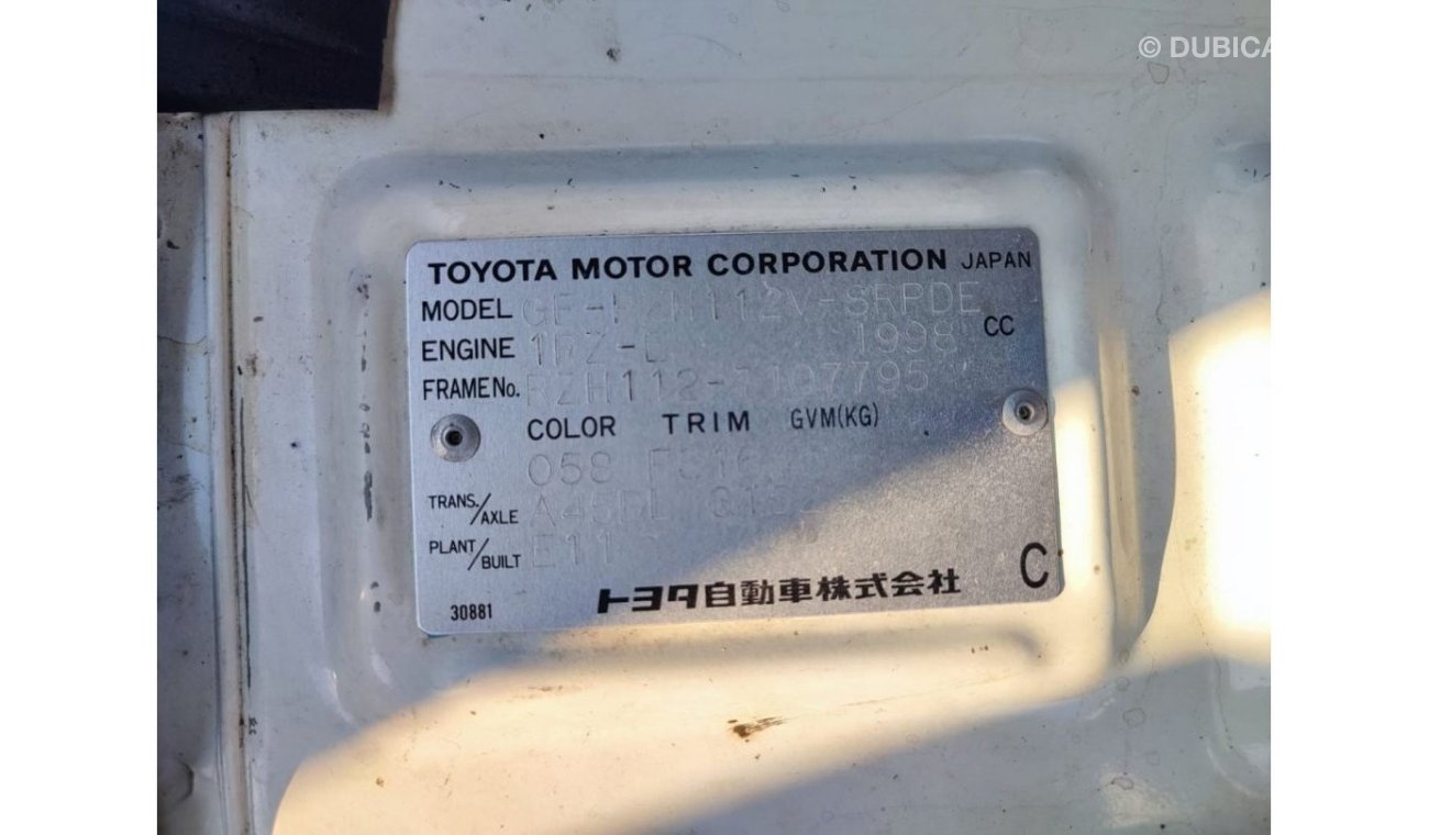Toyota Hiace RZH112-7107795 || TOYOTA	HIACE (VAN)	2002	WHITE	2000	DIESEL	437245	RHD AUTO
